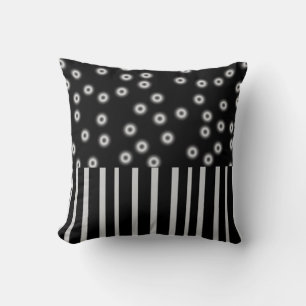 Coussin décoration chic et moderne points et rayures noirs