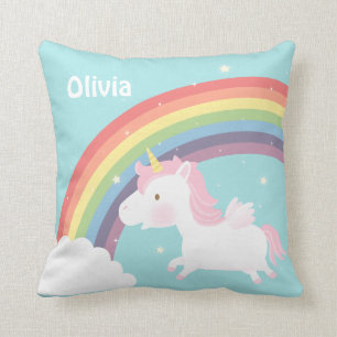 Coussin Décoration de chambre de fille licorne volante mig