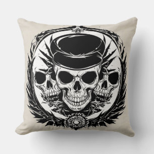 Coussin Décoration de crâne gothique à ailes pour amateurs