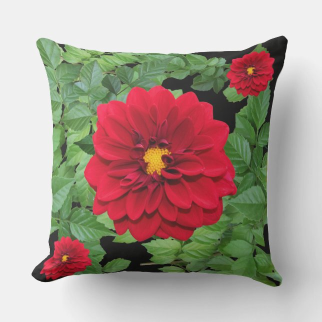 Coussin Décoration de fleurs rouges (Recto)