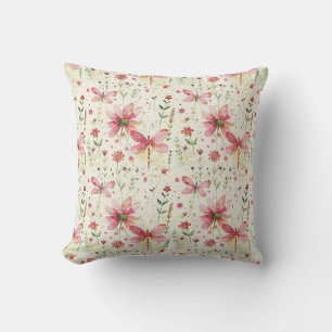 Coussin Décoration de maison florale Libellule Rose  