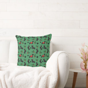 Coussin Décoration de Noël de chien Scottie de fêtes