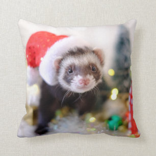 Coussin Décoration de Noël de Ferret à Santa Hat