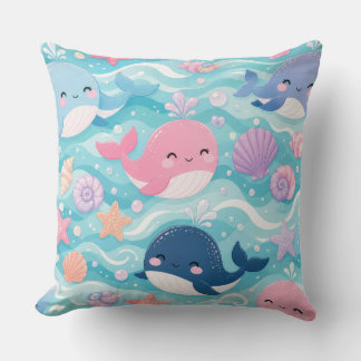 Coussin Décoration de nurserie de bébé baleine mignonne | 