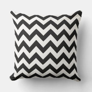 Coussin Décoration extérieure rayée noir et blanc Zig Zag