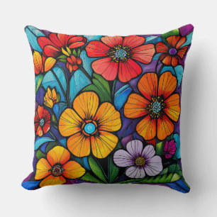 Coussin Décoration florale vibrante botanique lumineuse po