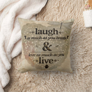 Coussin Décoration intérieure rire respirer aimer vivre