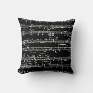 Coussin décoration noire sur le thème de la musique
