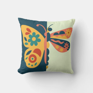Coussin Décoration papillon colorée avec des éléments flor