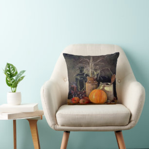 Coussin Décorations d'automne sur table, Citrouille, Fruit