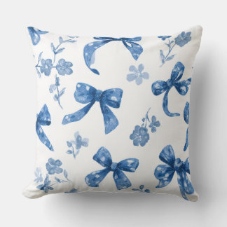 Coussin Decorative Bow and Flowers Throw Pillow