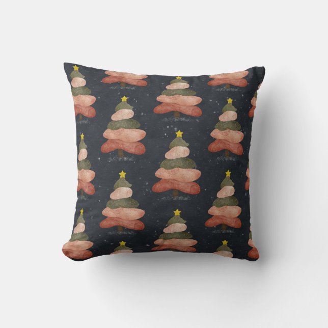Coussin Decorativo del árbol de Navidad de medianoche (Recto)