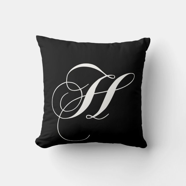 Coussin décoré d'un monogramme de concepteur blanc (Recto)