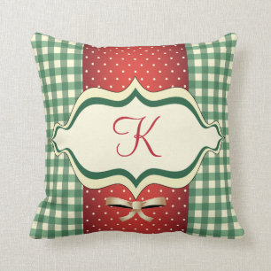 Coussin décoré d'un monogramme de Noël de pays