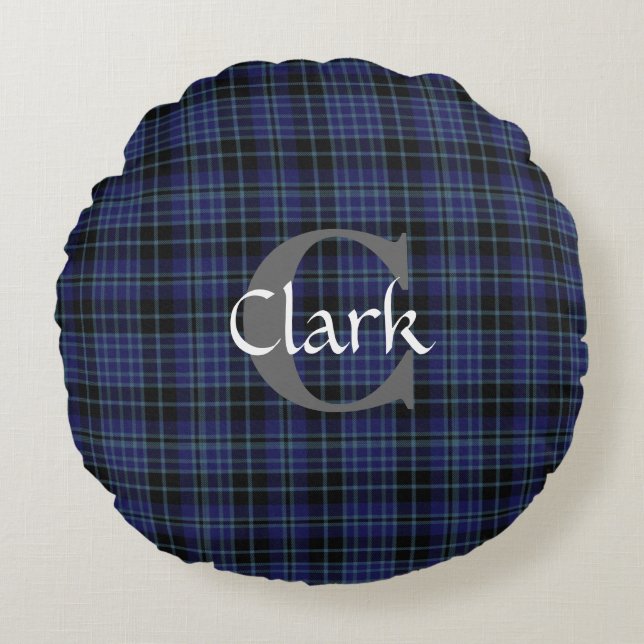 Coussin décoré d'un monogramme de tartan (Devant)