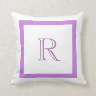 Coussin Décoré d'un monogramme pourpre et blanc classique