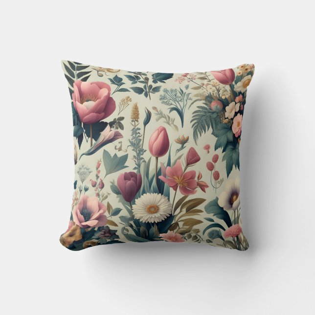 Coussin Découvrez le Motif botanique fleuri de printemps (Recto)