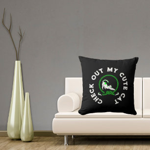 Coussin Découvrez Mon chat mignon Funny Vintage Retro Noir