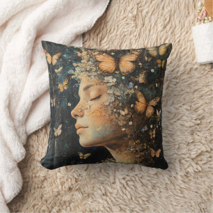 Coussin Déesse de la Forêt Enchantée avec Papillons (4)