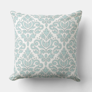 Coussin Défiler Damask Big Ptn Gris Line Canard Oeuf Bleu