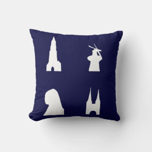 Coussin Défiler la silhouette sur le bleu