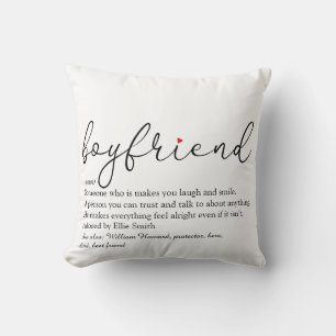 Coussin Définition de copain Script Red Love Heart