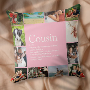 Coussin Définition de Cousine Citation Photo Rose Grand