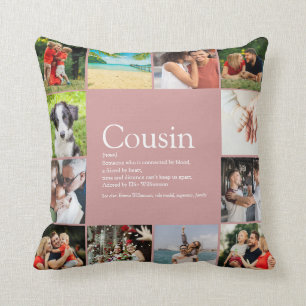 Coussin Définition de Cousine Collage de Photos Rose Pouss