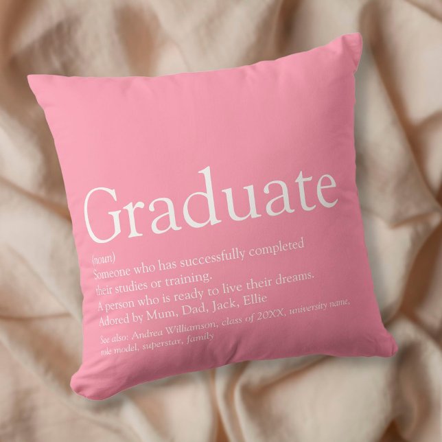 Coussin Définition de diplômée Moderne Rose Féminin Amusan (Créateur téléchargé)