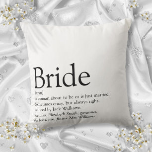 Coussin Définition de la mariée, Fête des mariées Typograp