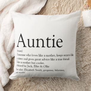 Coussin Définition de la tante dire noir et blanc grand