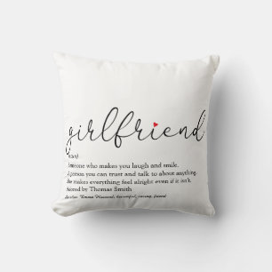 Coussin Définition de petite amie Écriture élégante Cœur d