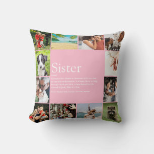 Coussin Définition de Sœur Moderne 12 Photos Collage Rose