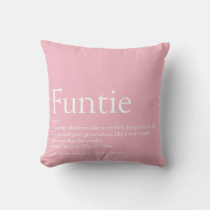Coussin Définition de Tante Funtie préférée Rose