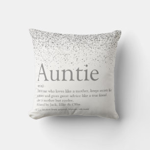 Coussin Définition de Tante Tatie Élégante Argent Pailleté