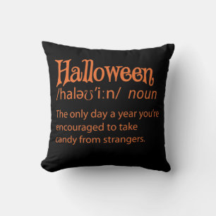 Coussin Définition du dictionnaire Halloween Funny