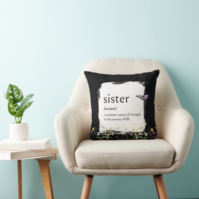 Coussin Définition du dictionnaire pour SŒUR avec des fleu (Chaise)