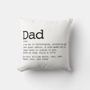 Coussin Définition papa personnalisée Typographie moderne