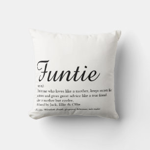 Coussin Définition Tante Tantie Funtie Noir et Blanc
