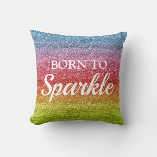 Coussin Dégradé arc-en-ciel scintillant Paillettes Née pou