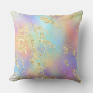 Coussin Dégradé de arc-en-ciel moderne et motif de marbre