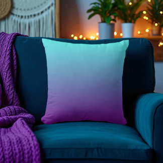 Coussin Dégradé de fond simple Turquoise Bleu Violet
