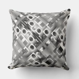Coussin Dégradé gris des carrés et rectangles avec trous