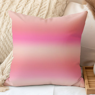 Coussin Dégradé Ombré Rose Pastel Moderne, Pêche et Rougeu