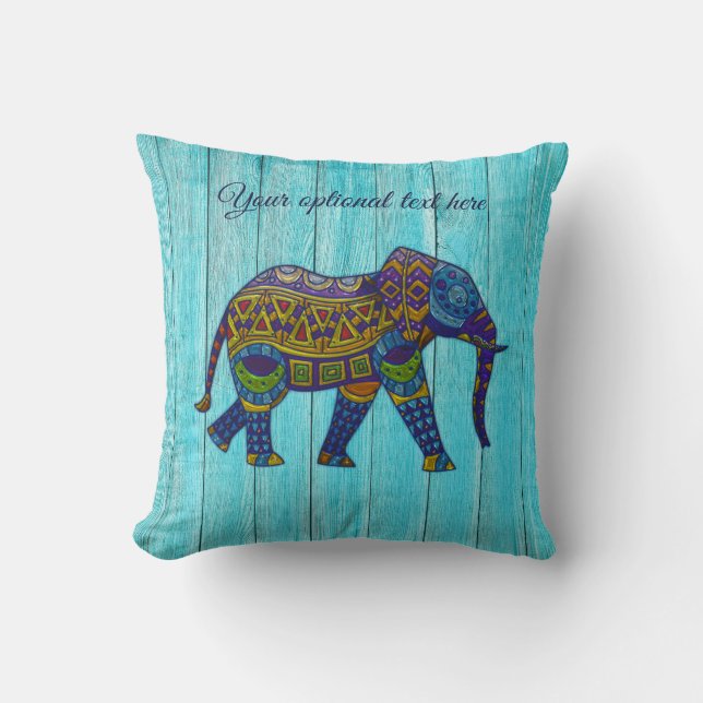 Coussin d'éléphant en mosaïque turquoise (Recto)
