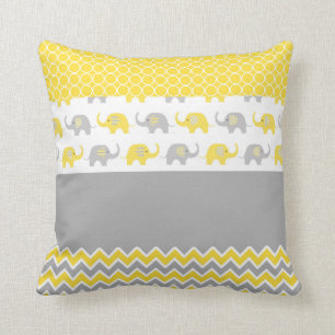 Coussin d'éléphant jaune et gris
