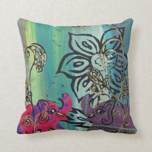 Coussin d'éléphants de patchwork