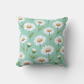 Coussin Délia marguerites à l'aquarelle sur