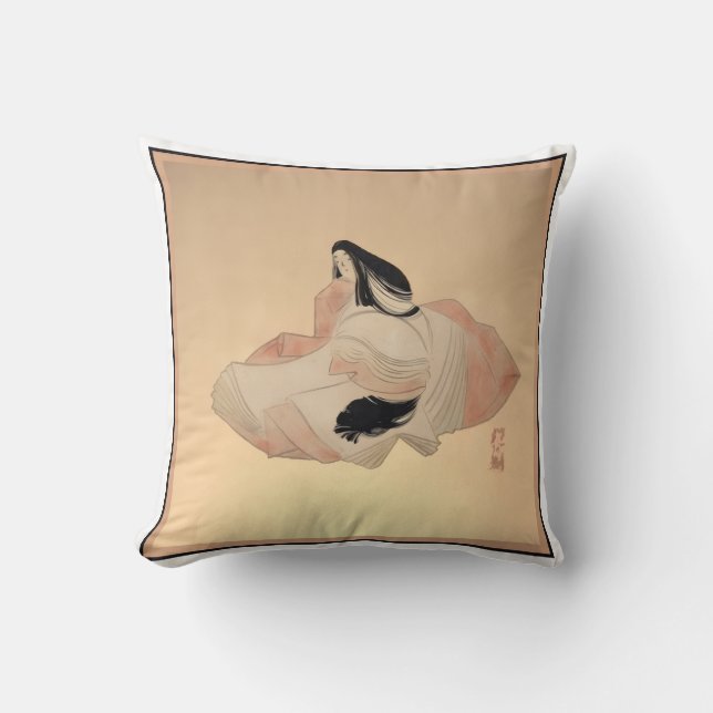 Coussin Delicate Ancient Japanese Print on Pillow (Recto)