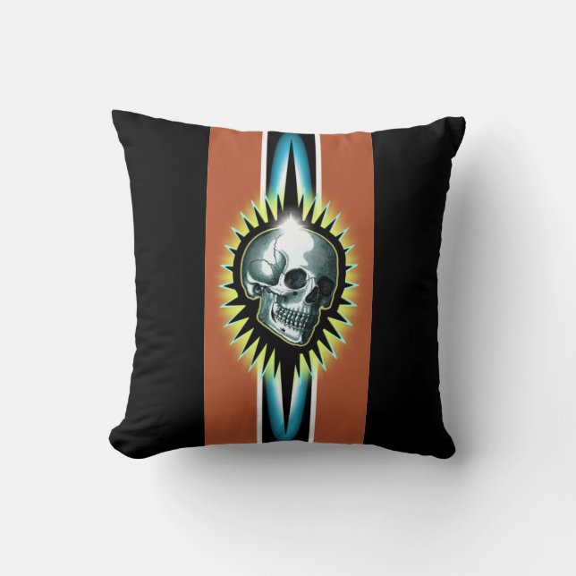 Coussin Démarrage du crâne vintage (Recto)